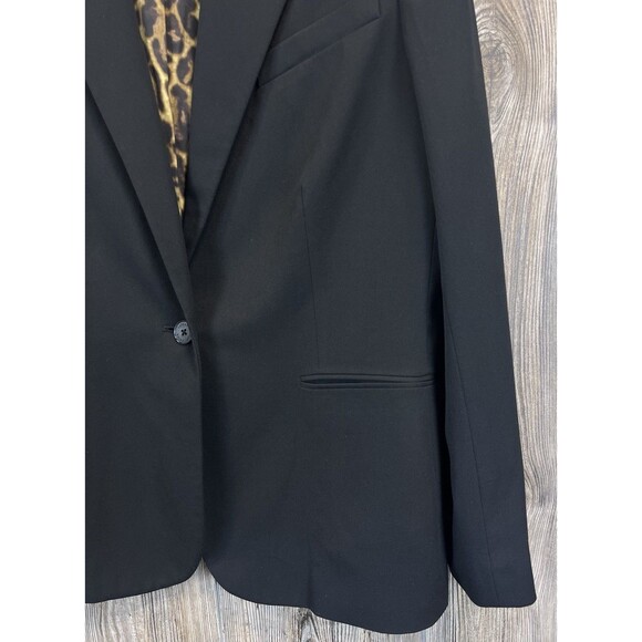 Lauren Ralph Lauren Black Classic Blazer Womens 2X Leopard Lining Career Office - Picture 3 of 12